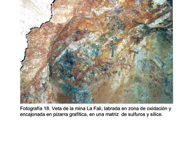Veta mineralizada expuesta en la mina La Fali de Zacualpan