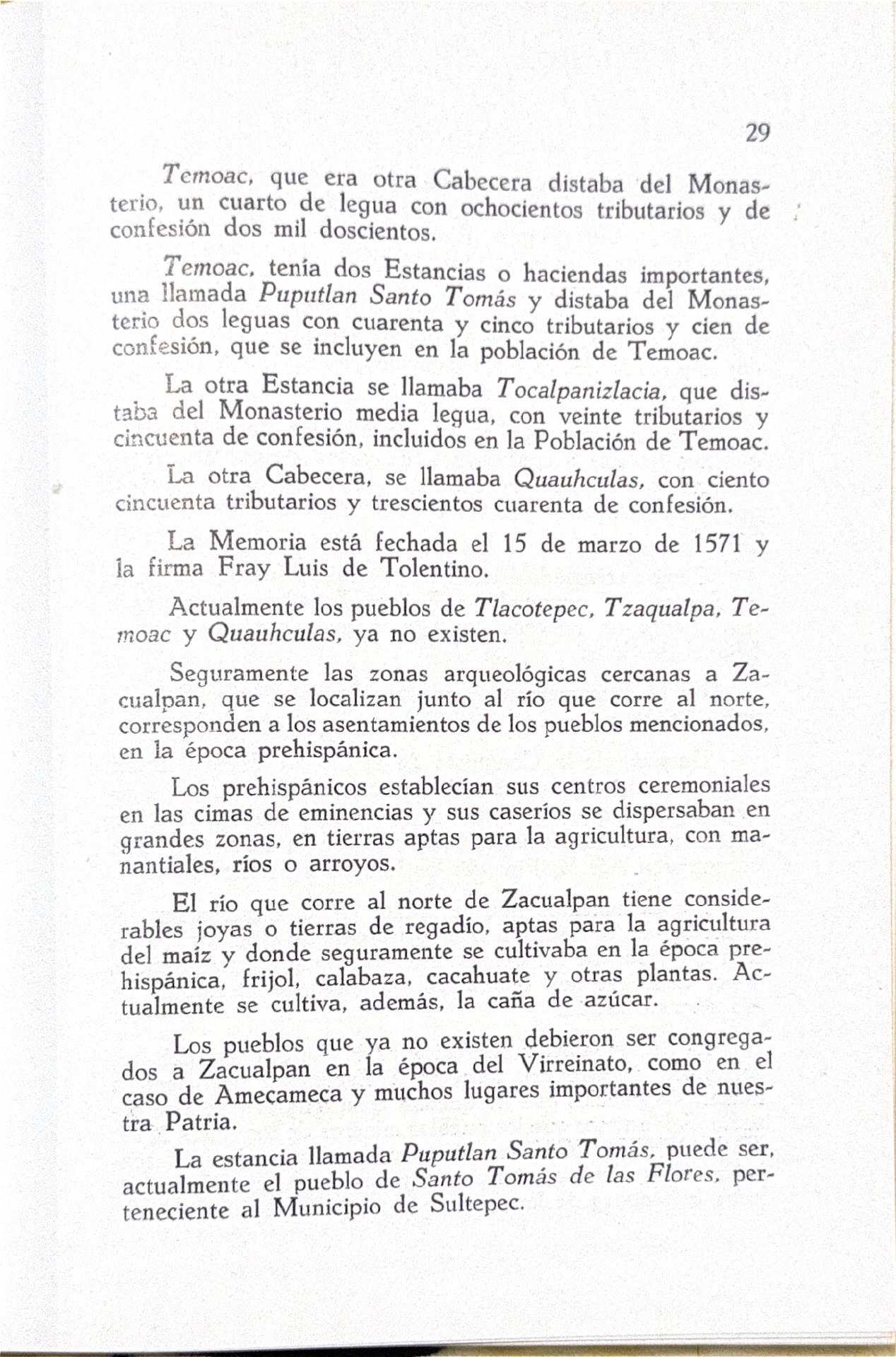 Página del estudio que supone desaparecidas las cabeceras mencionadas en 1571