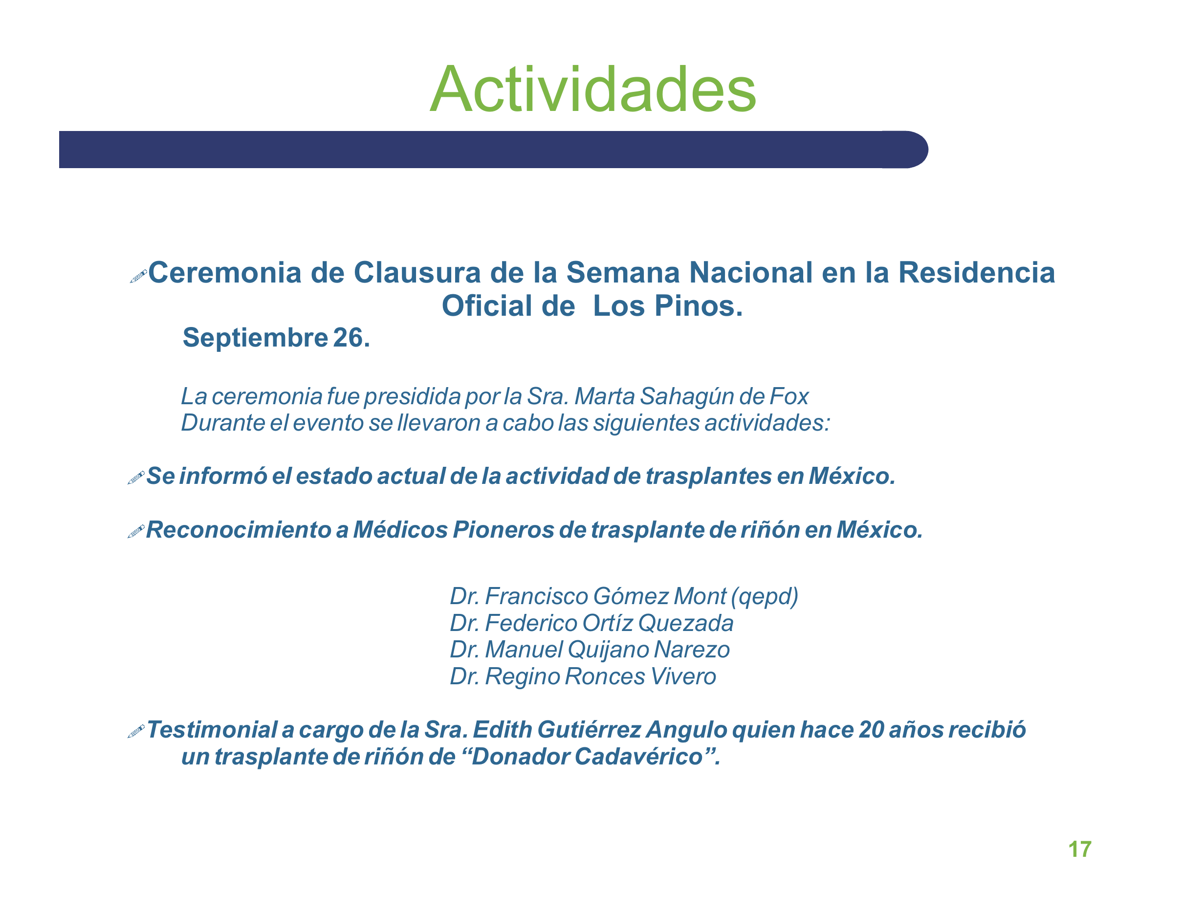 Informe de CENATRA que registra el reconocimiento a Regino Ronces Vivero