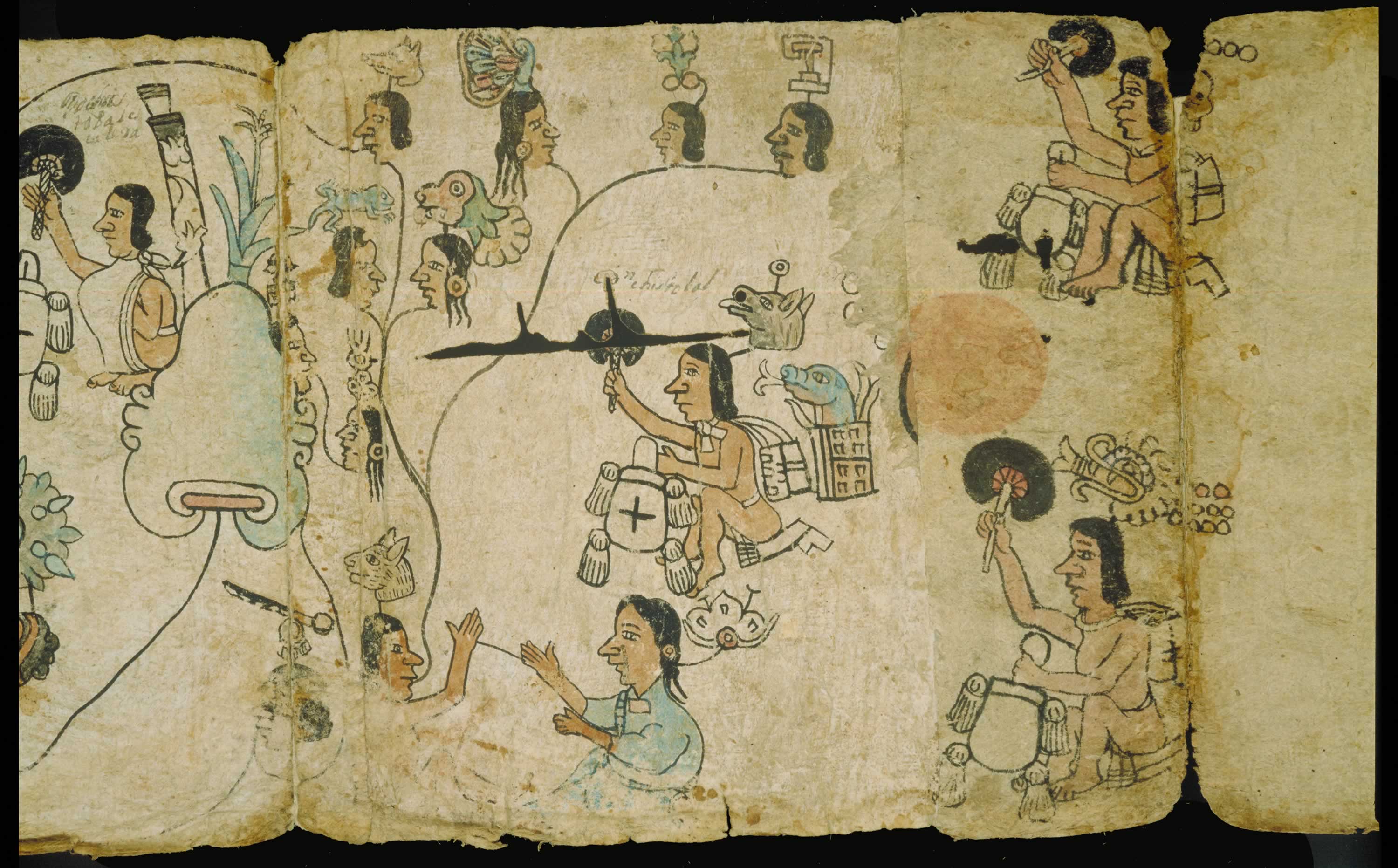 Lámina del Códice Azoyú número 1 con personajes y glifos